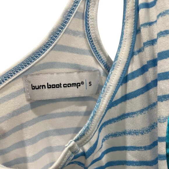 Burn Boot Camp Athletic Tank Top Womens S Blue White Stripe Logo Sleeveless New - Picture 4 of 6